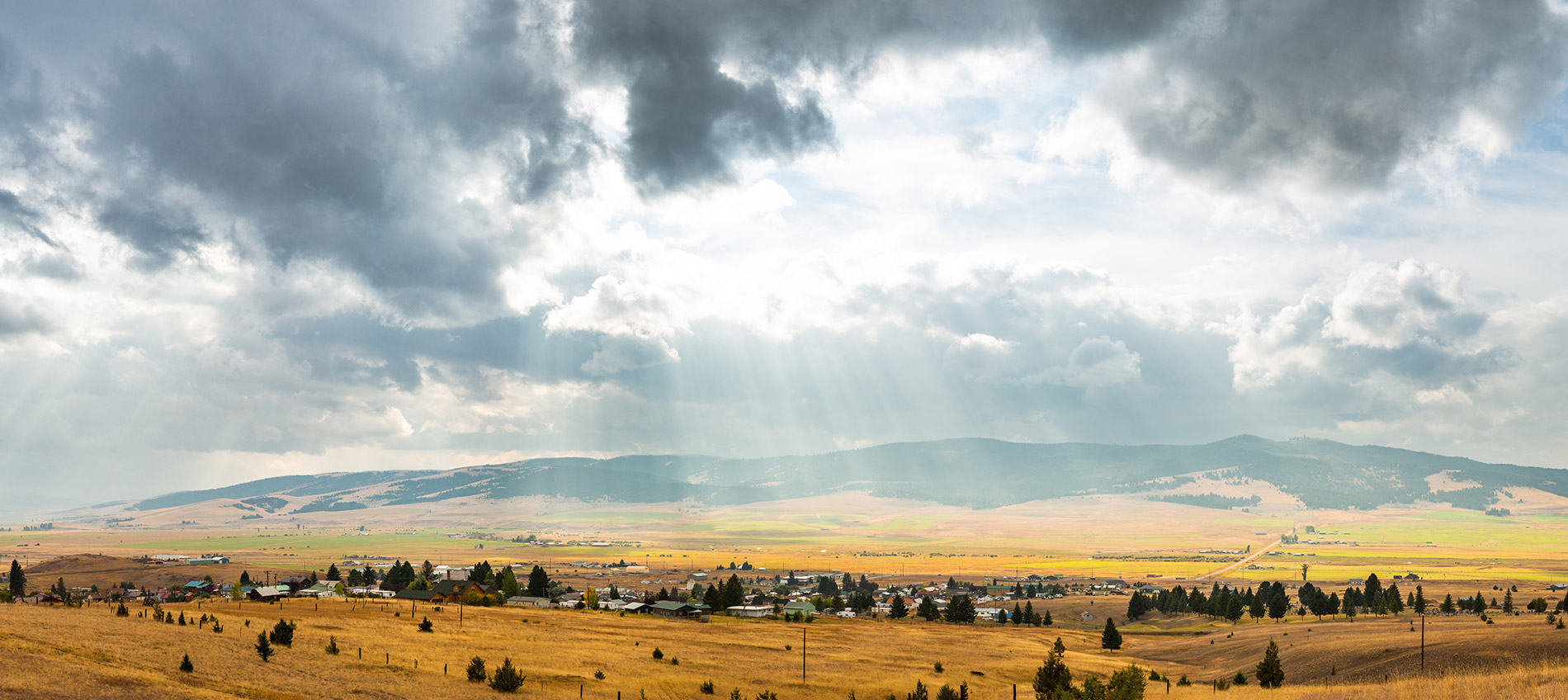 Scenic panoramic view from the hills behind Philipsburg, Montana. Philipsburg is a town in and the county seat of Granite County, Montana, United States